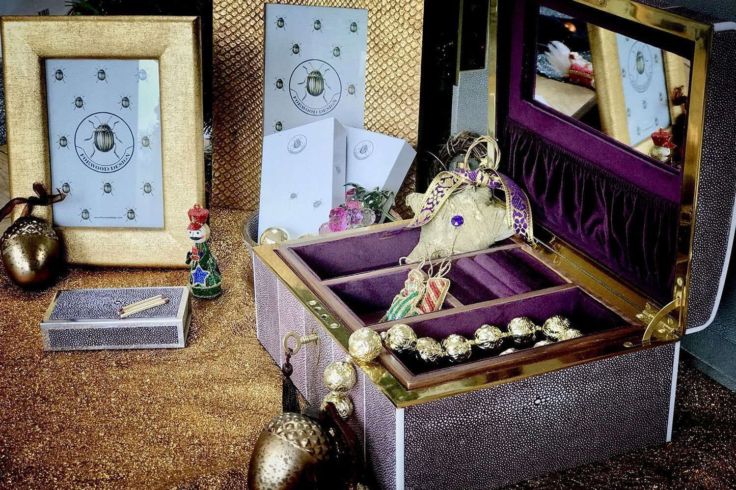 Deco Jewellery Box with Brass