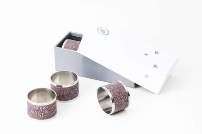 Napkin Rings in Mulberry Shagreen