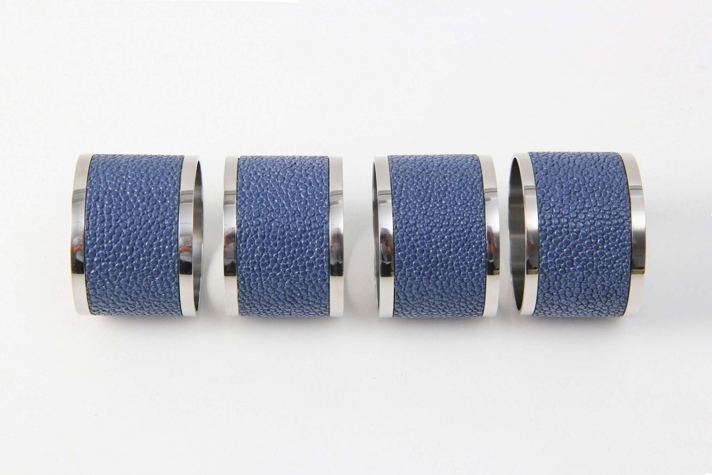 Napkin Rings in Nile Blue Shagreen