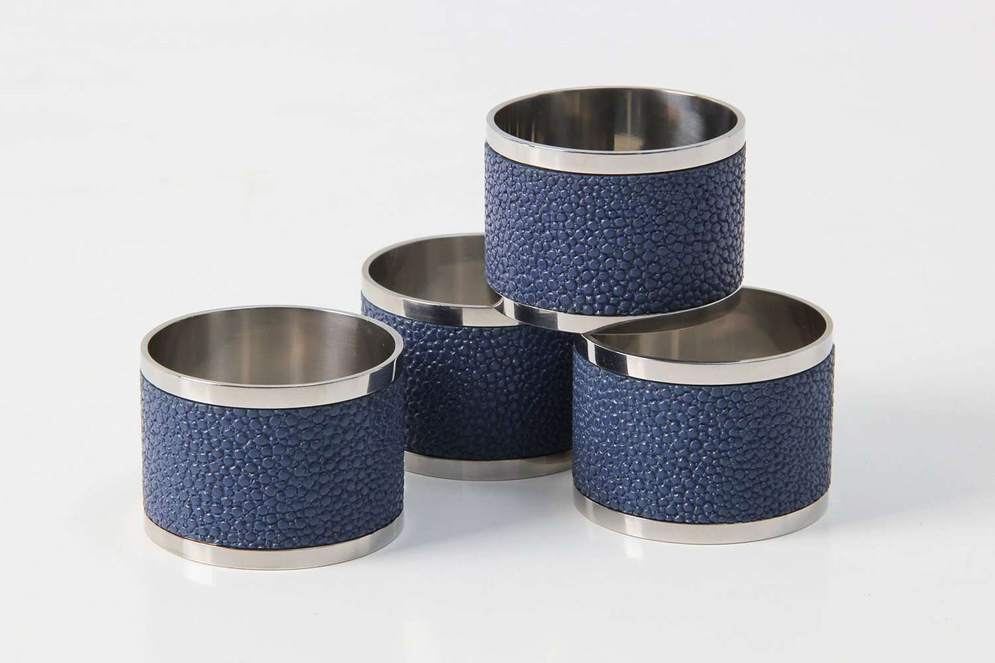 Napkin Rings in Nile Blue Shagreen