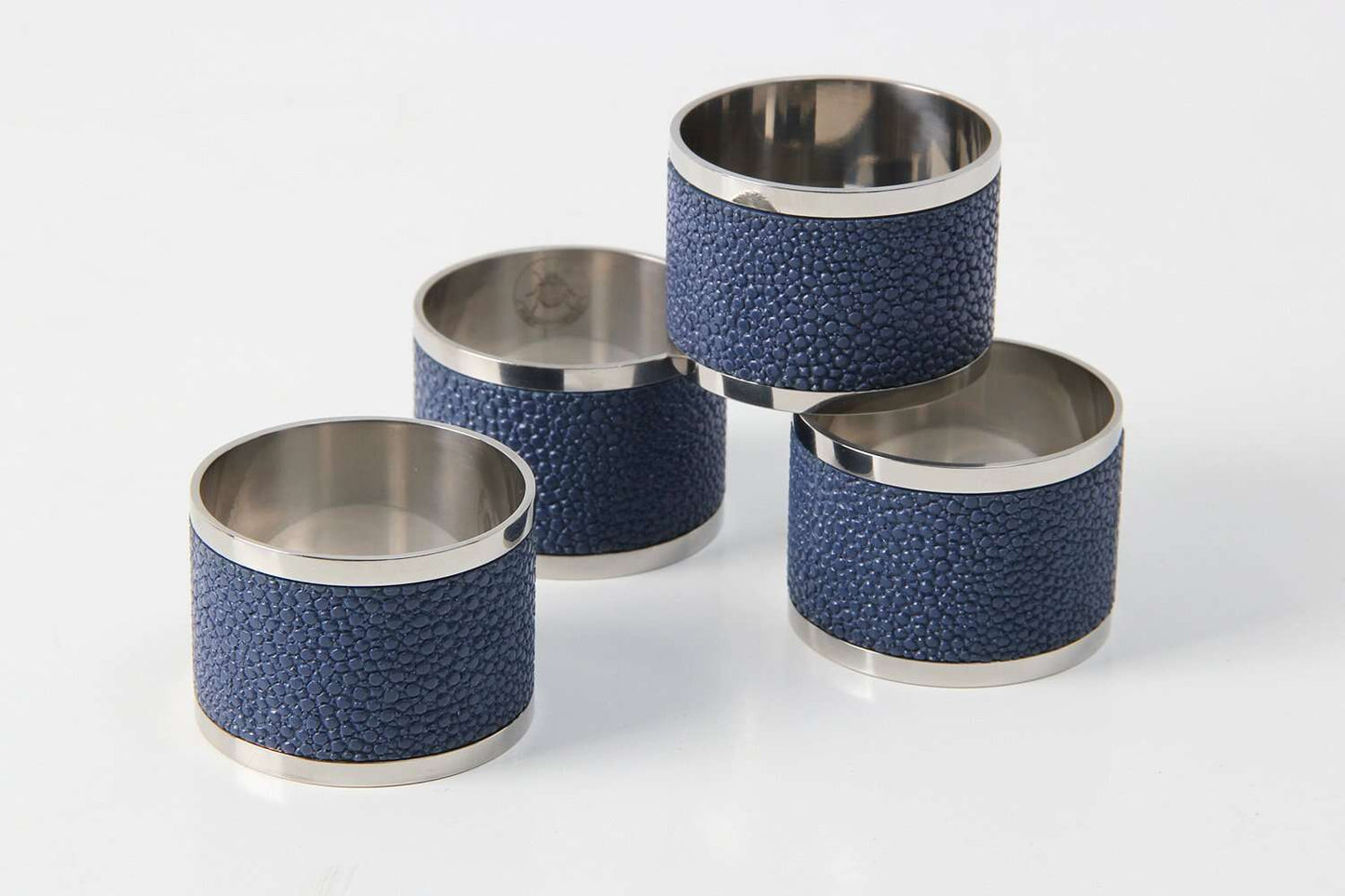 Napkin Rings in Nile Blue Shagreen