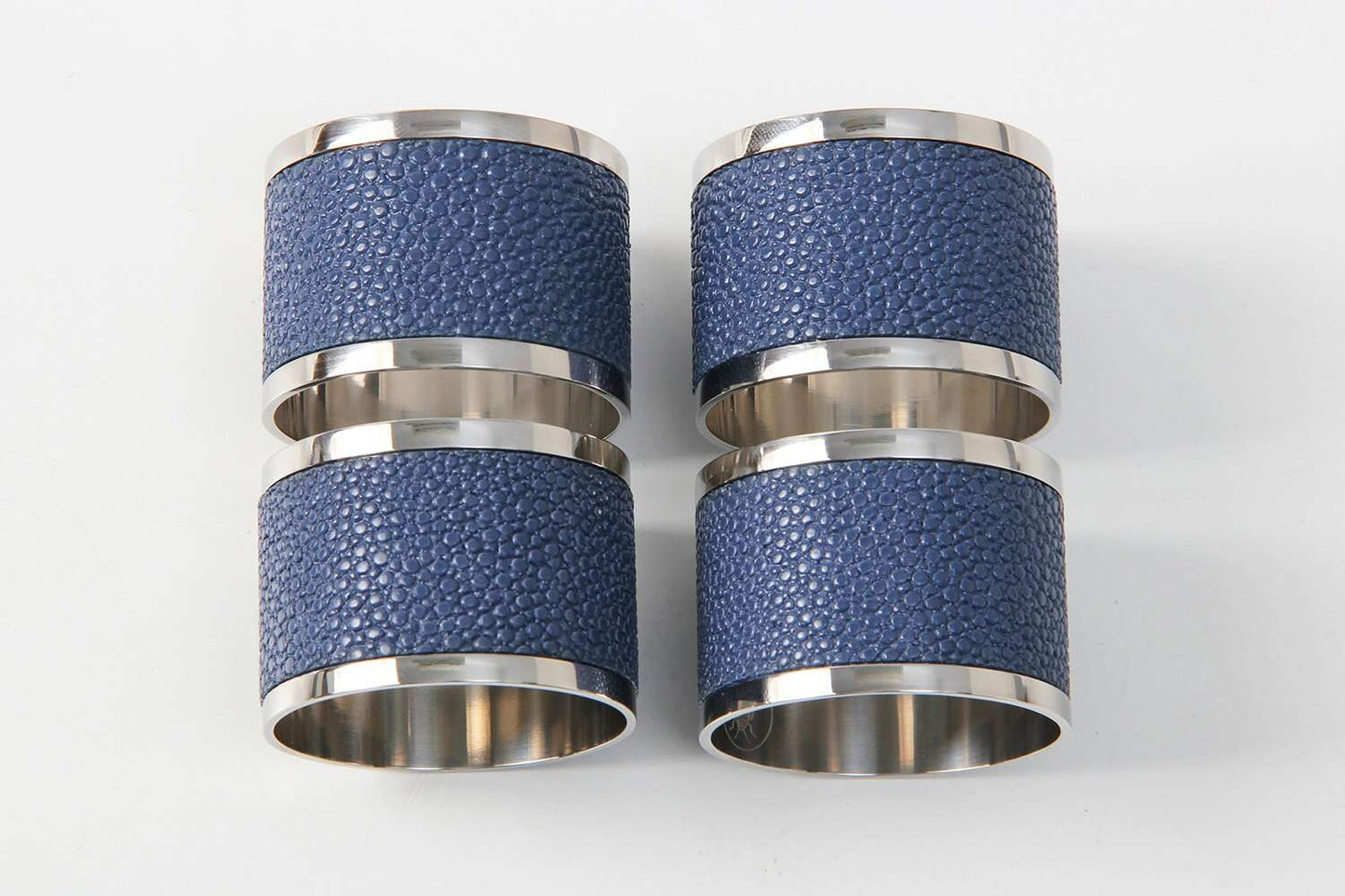 Napkin Rings in Nile Blue Shagreen