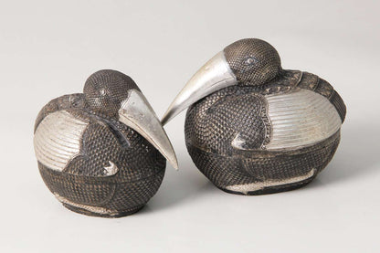 Silver bird sculptures Wedding birthday gift present