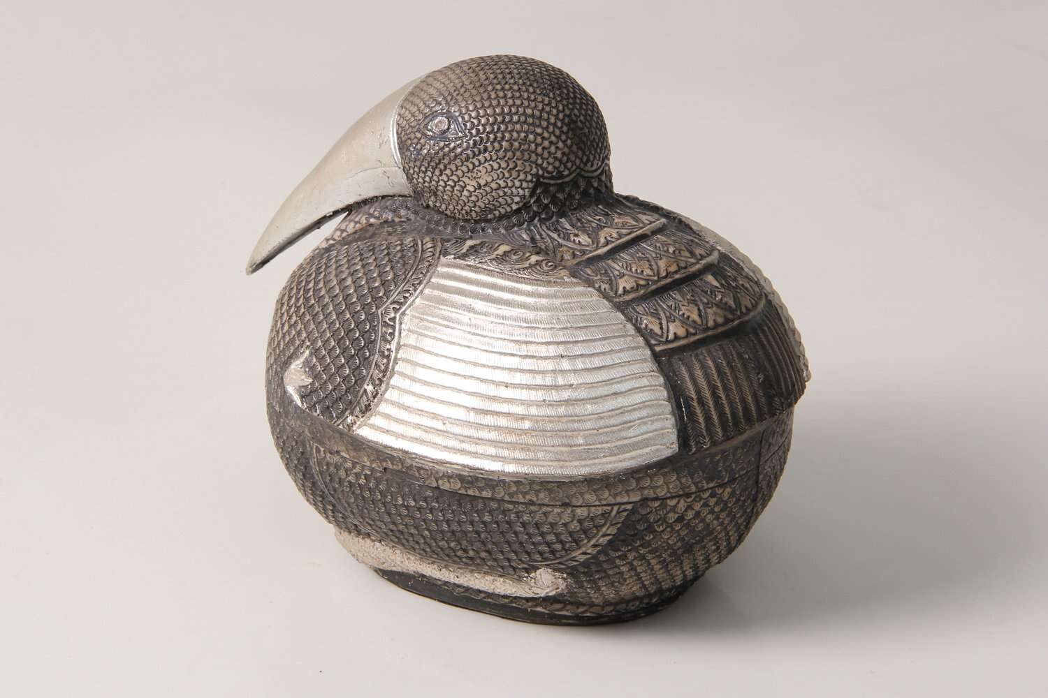 Bird sculpture silver pelican sculpture
