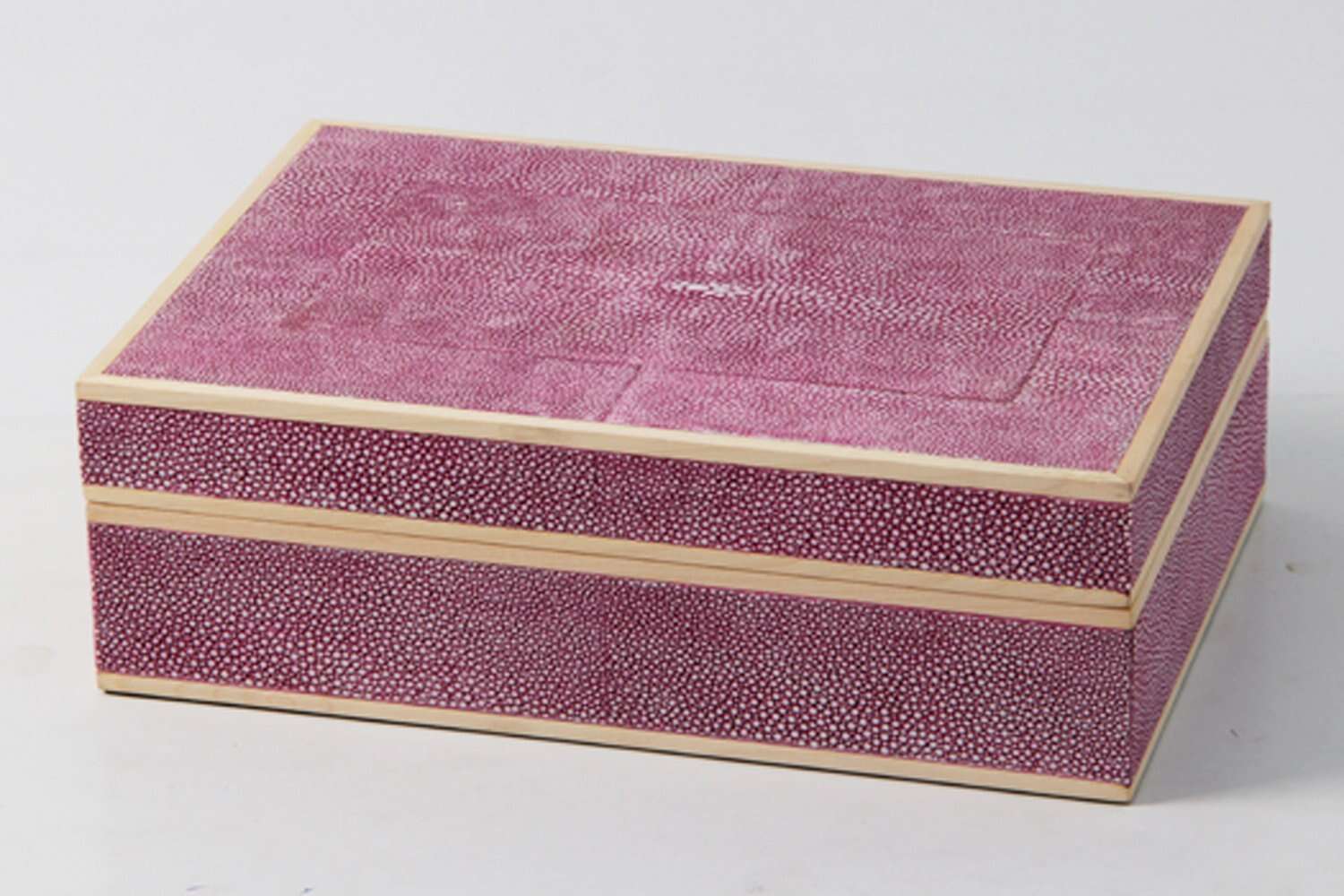 Unique Barbie pink shagreen jewelry box with jewelry tray and mirror