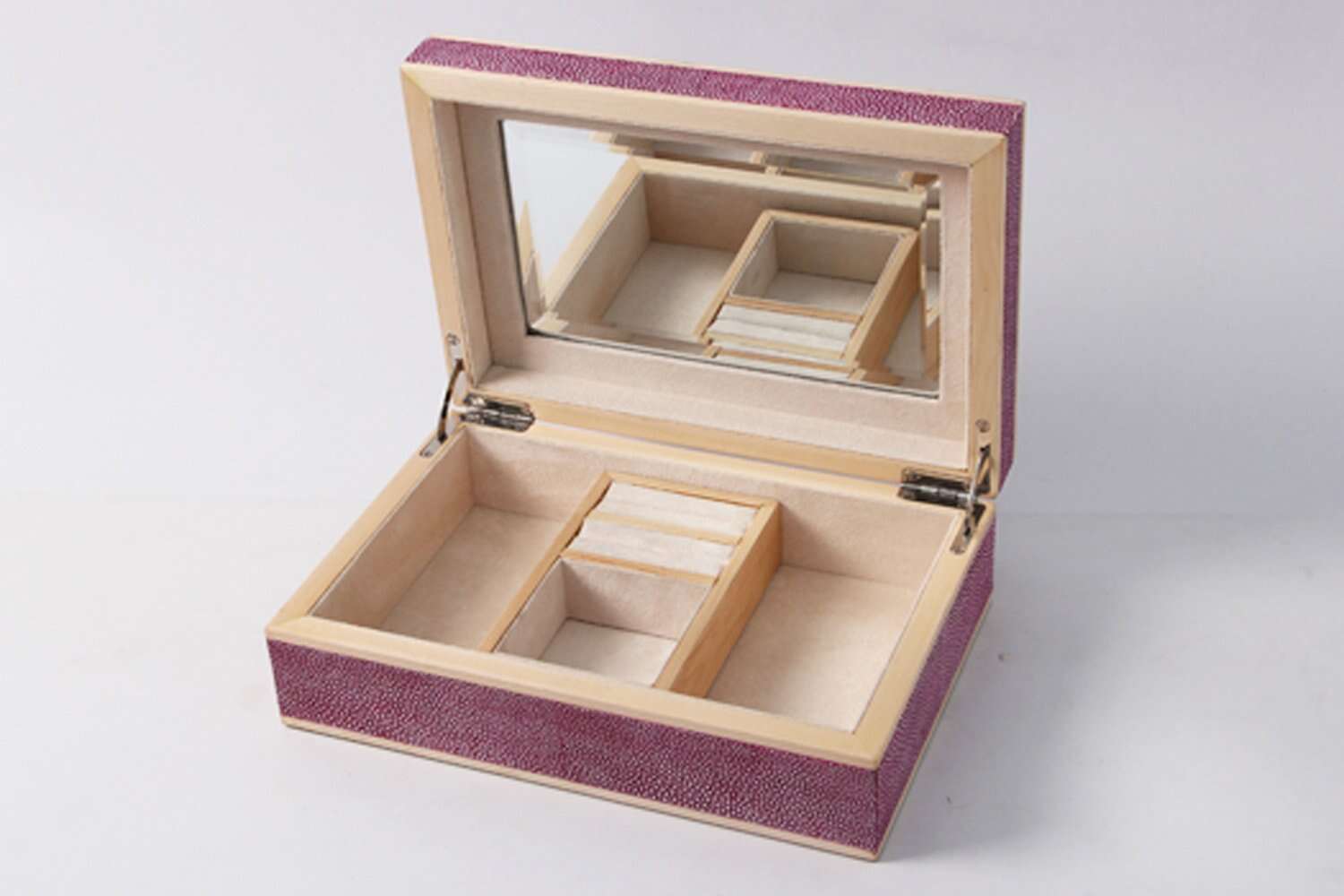 Luxury Birthday gift present shagreen jewelry box in pink