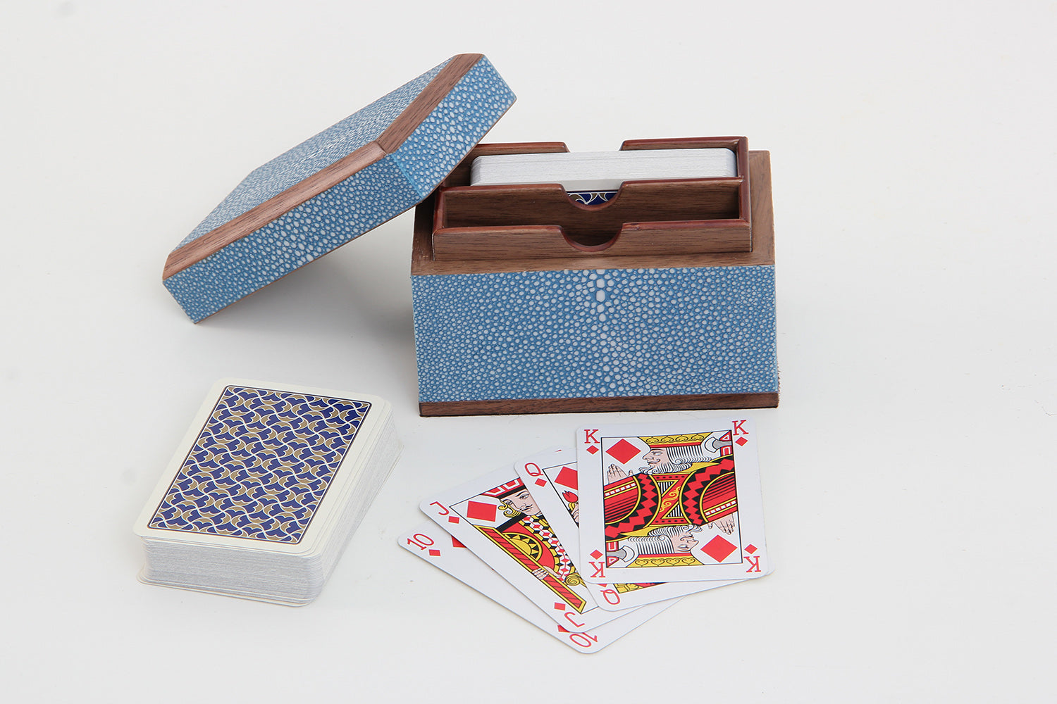 Playing card box Forwood Design blue shagreen 