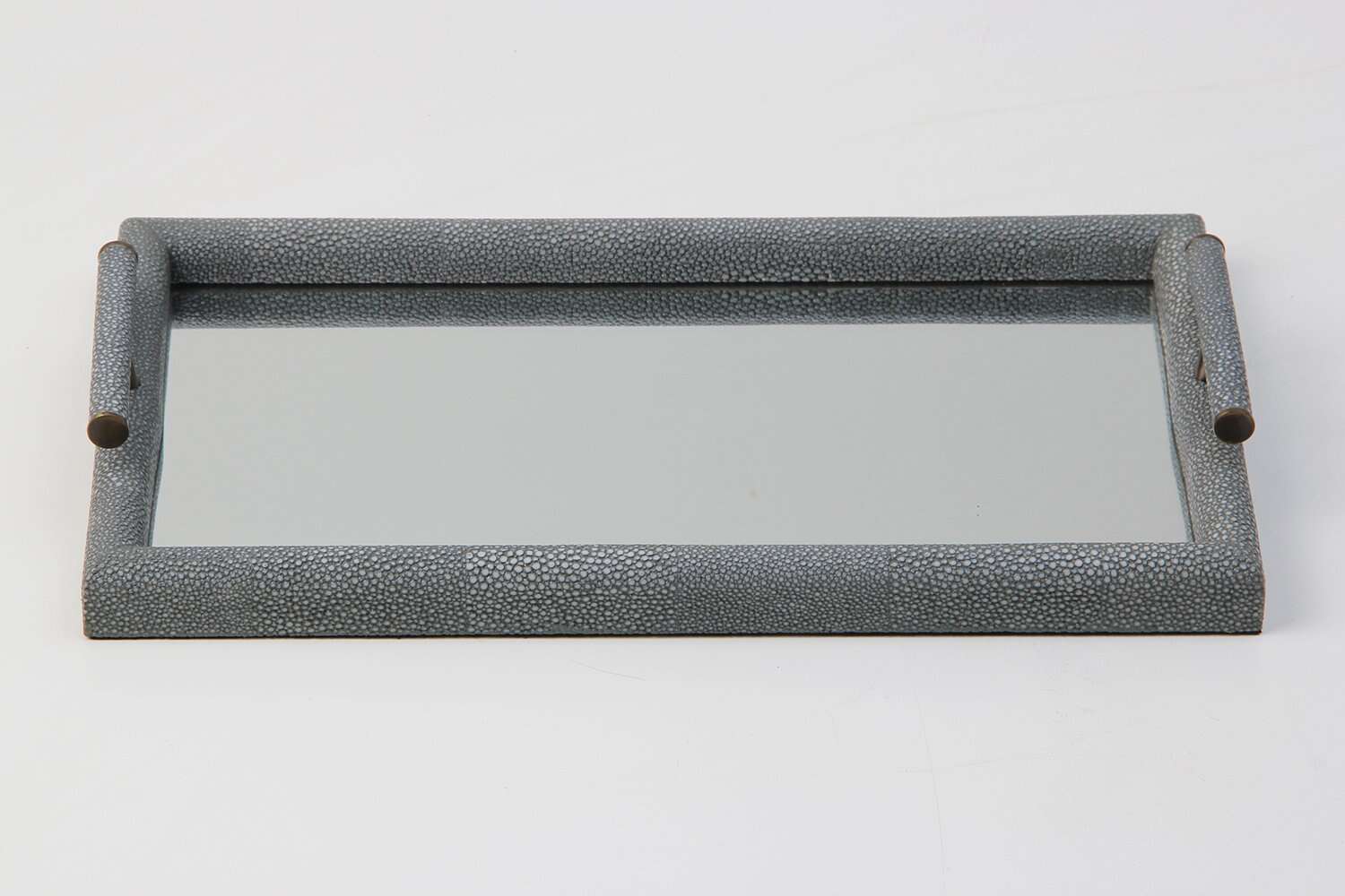 Trinket tray vanity tray green shagreen mirrored trinket tray