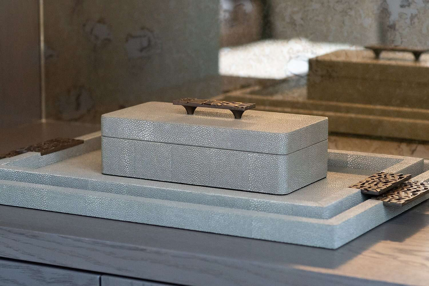 remote box treasure box Green shagreen remote box