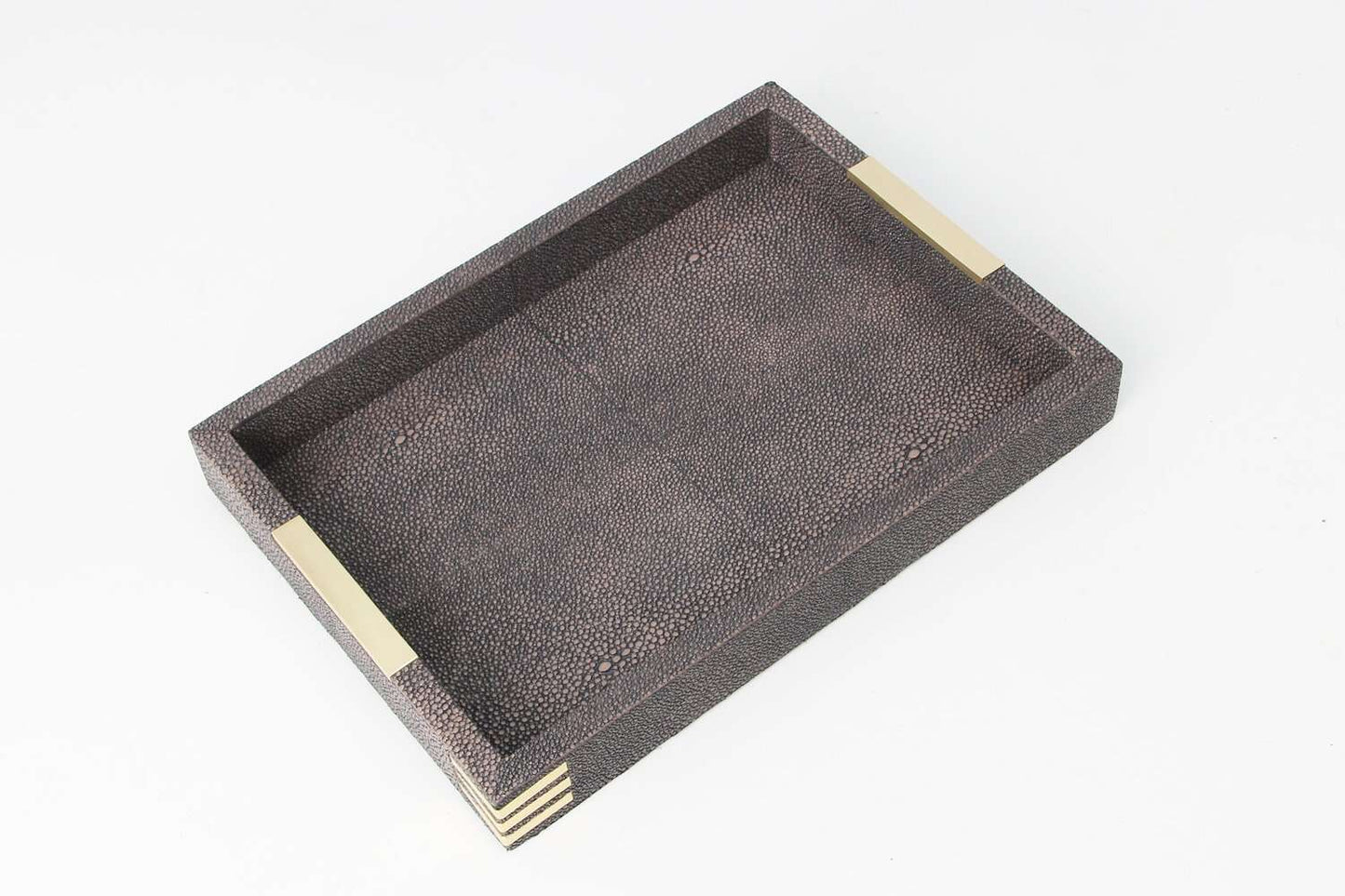 Holmes Desk Tray in Seal Brown Shagreen