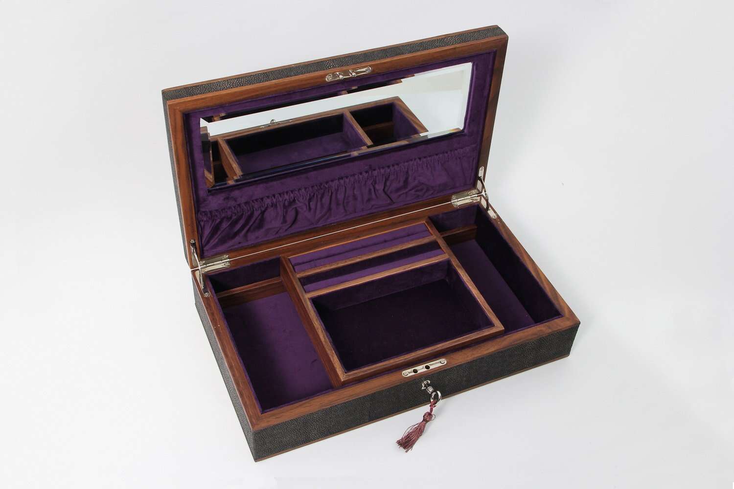 Jewellery box with mirror shagreen Jewellery box
