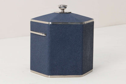 Ice bucket Blue shagreen ice bucket barware