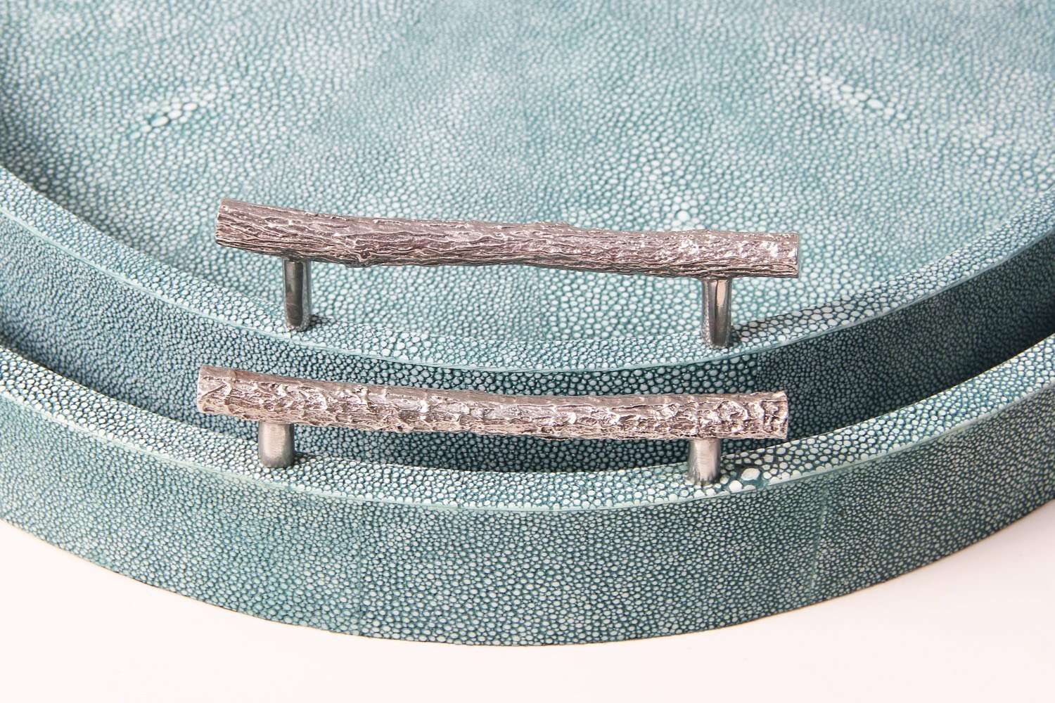 Serving tray unique Forwood Design teal shagreen servings tray
