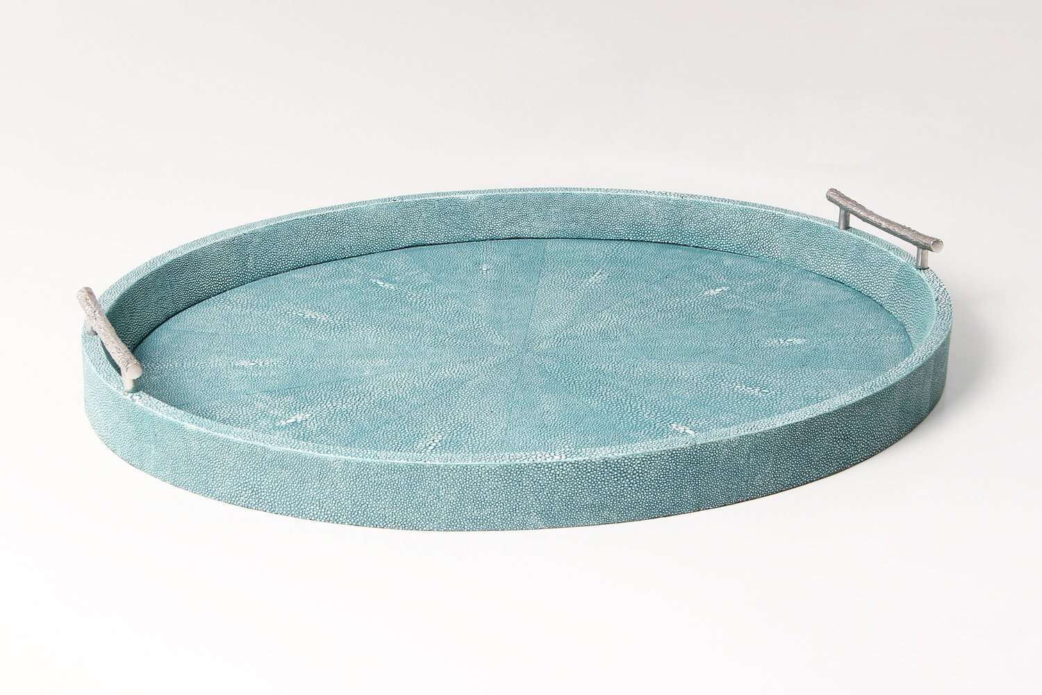 Serving tray chic Forwood Design teal shagreen drinks tray