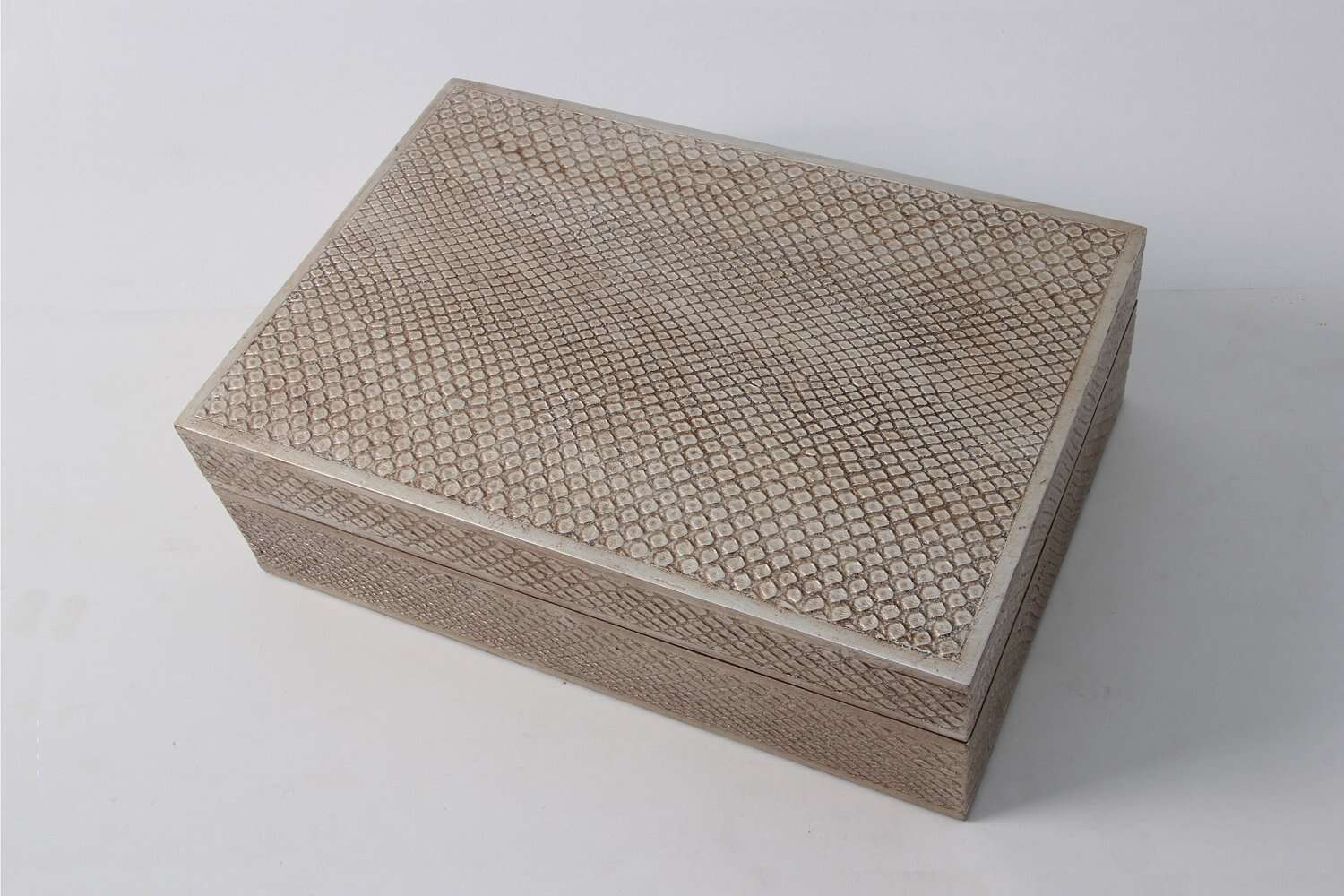 Luxury jewelry box in antiqued silver boa Gift present