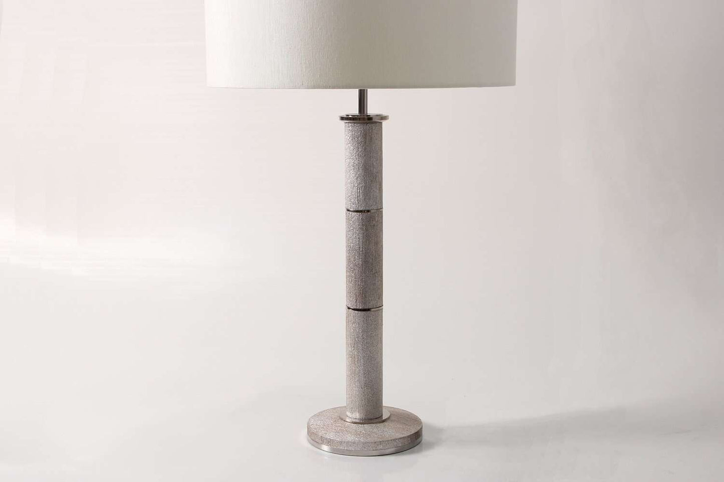 Diss Column Table Lamp in Silver Silk