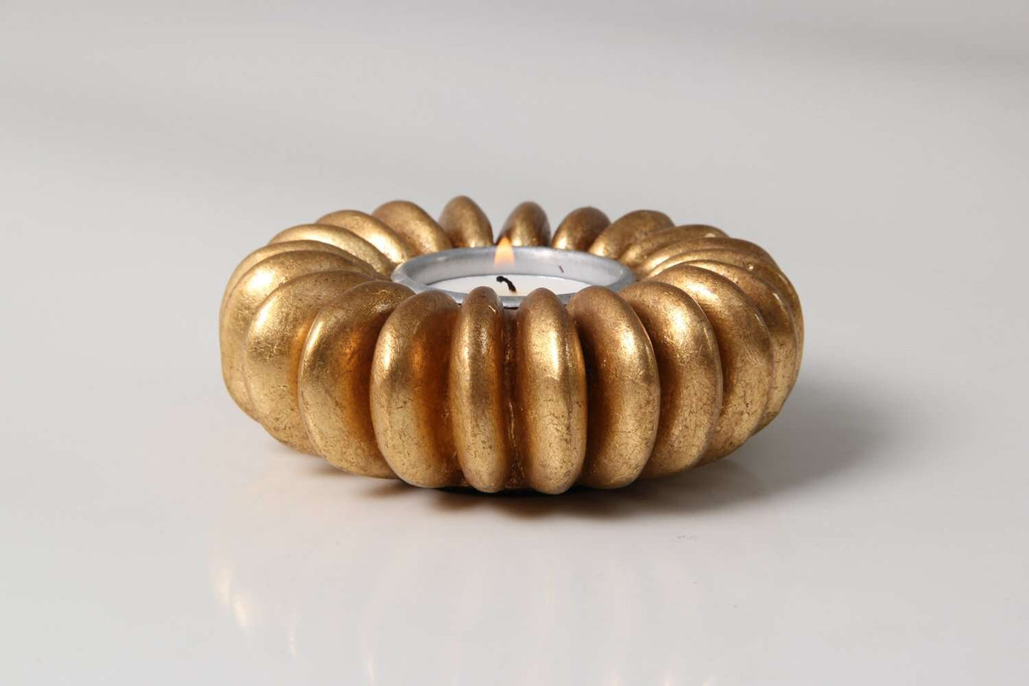 Seed Tea Light Holder in Antique Gold