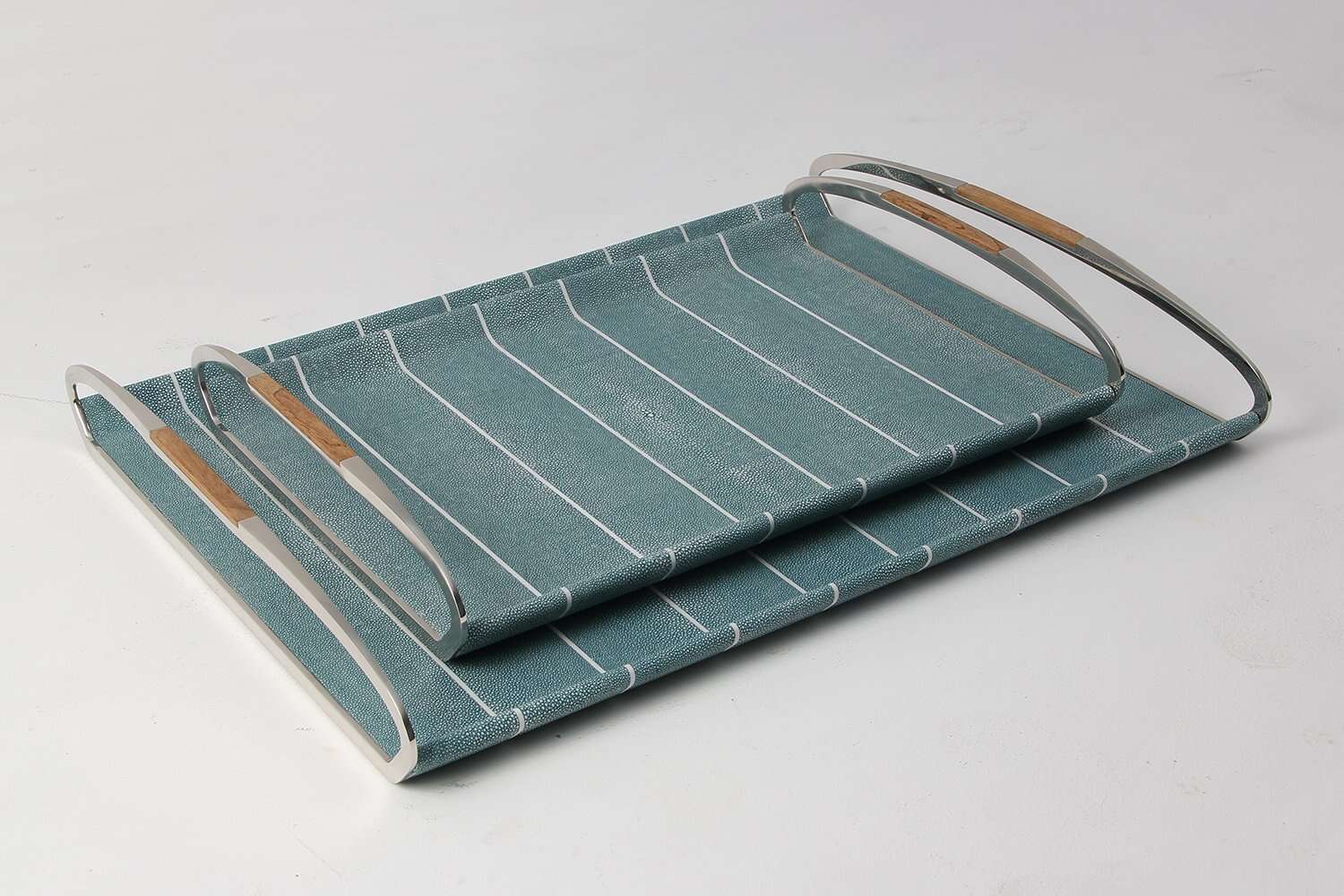 Serving tray Teal shagreen serving tray drinks tray