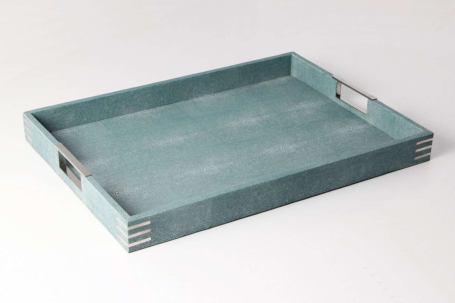 Teal shagreen serving tray drinks tray