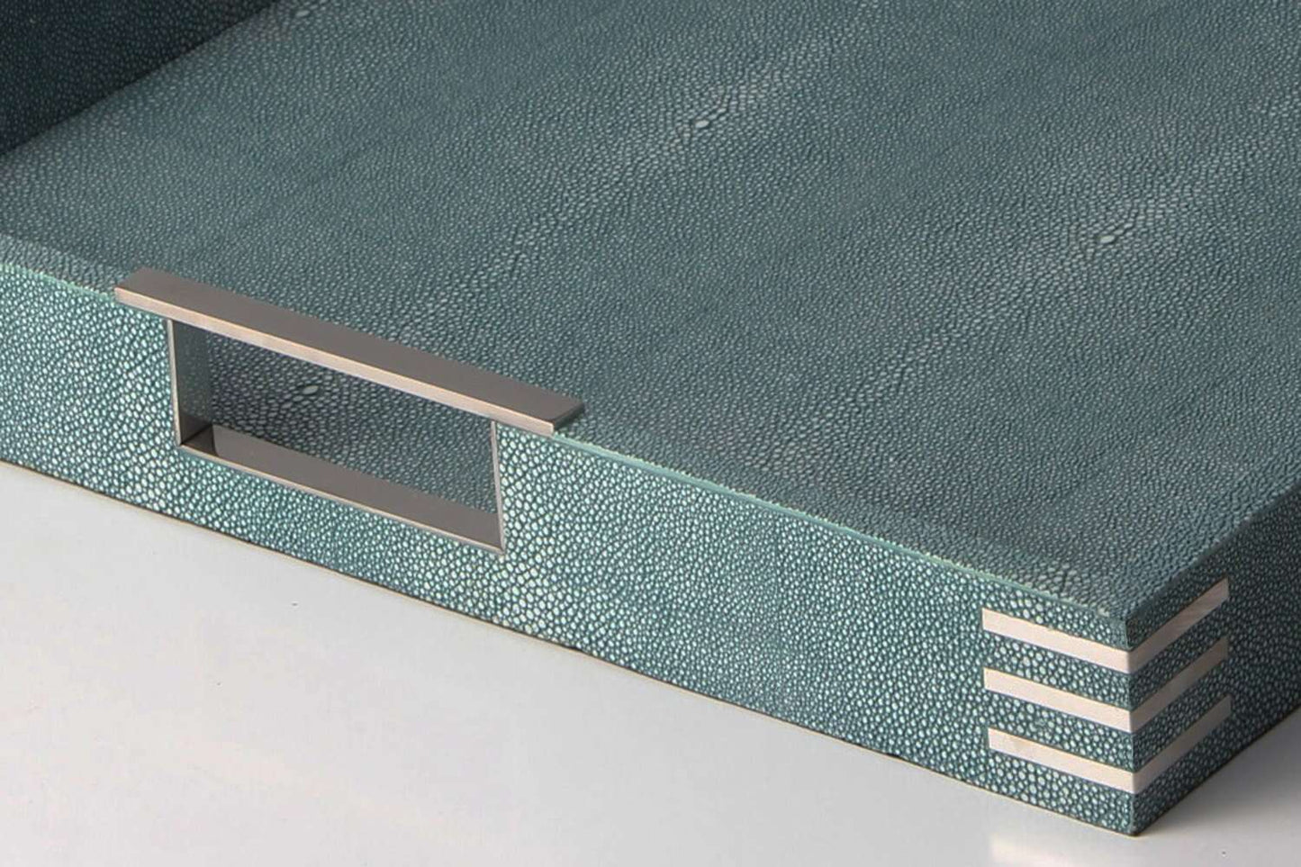Teal-serving-tray drinks tray detail