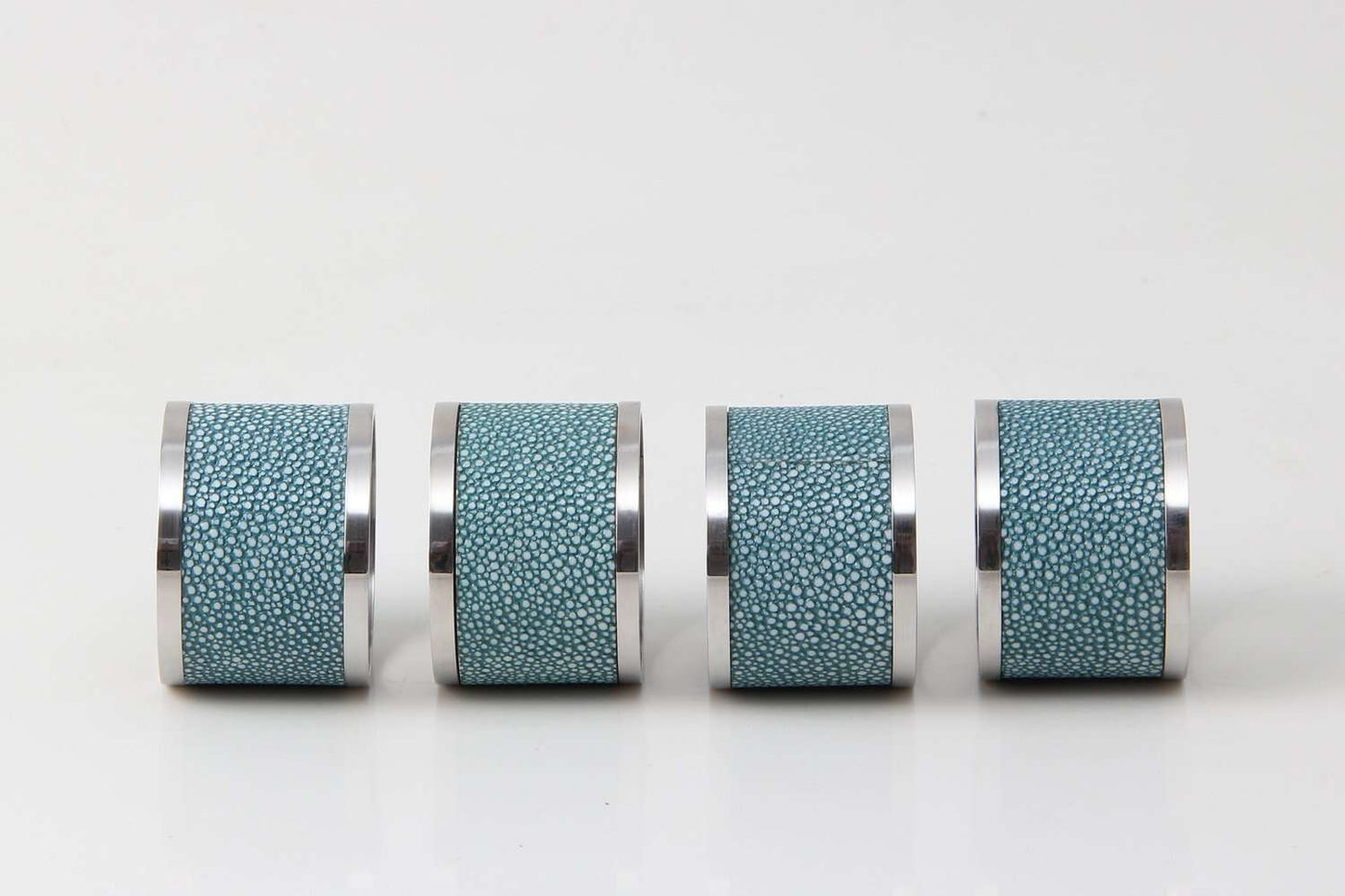 Napkin Rings in Teal Shagreen