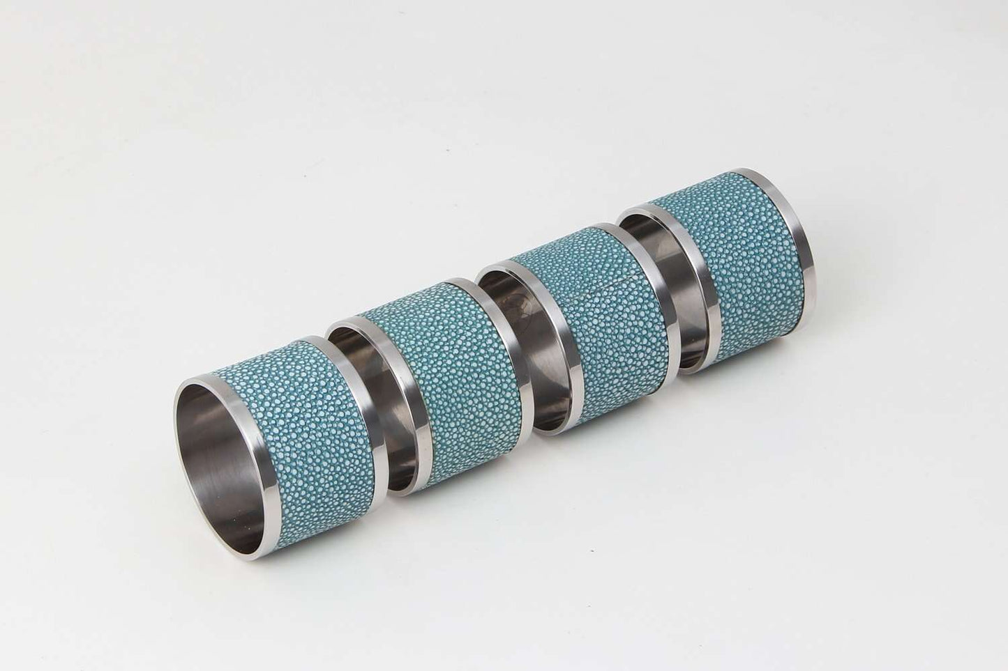 Napkin Rings in Teal Shagreen