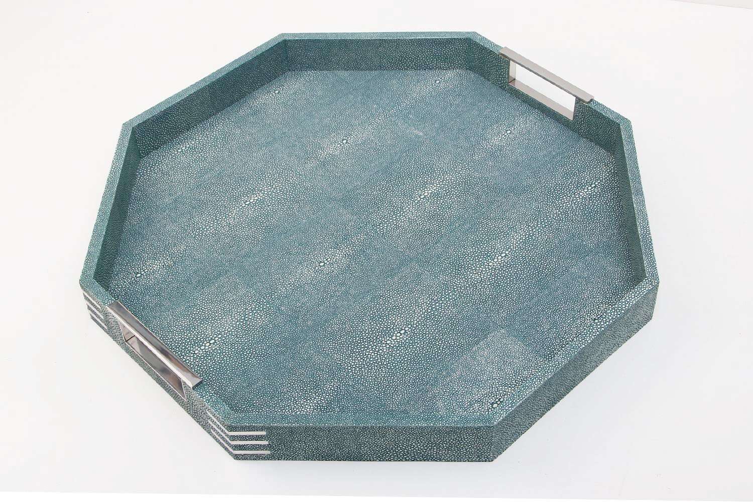 Luxury serving tray teal shagreen serving tray