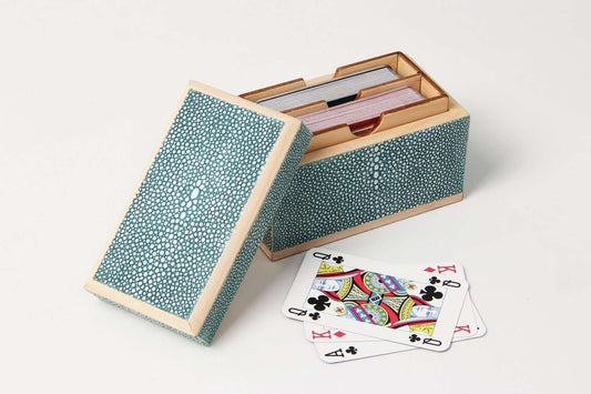  playing card box teal shagreen playing card box