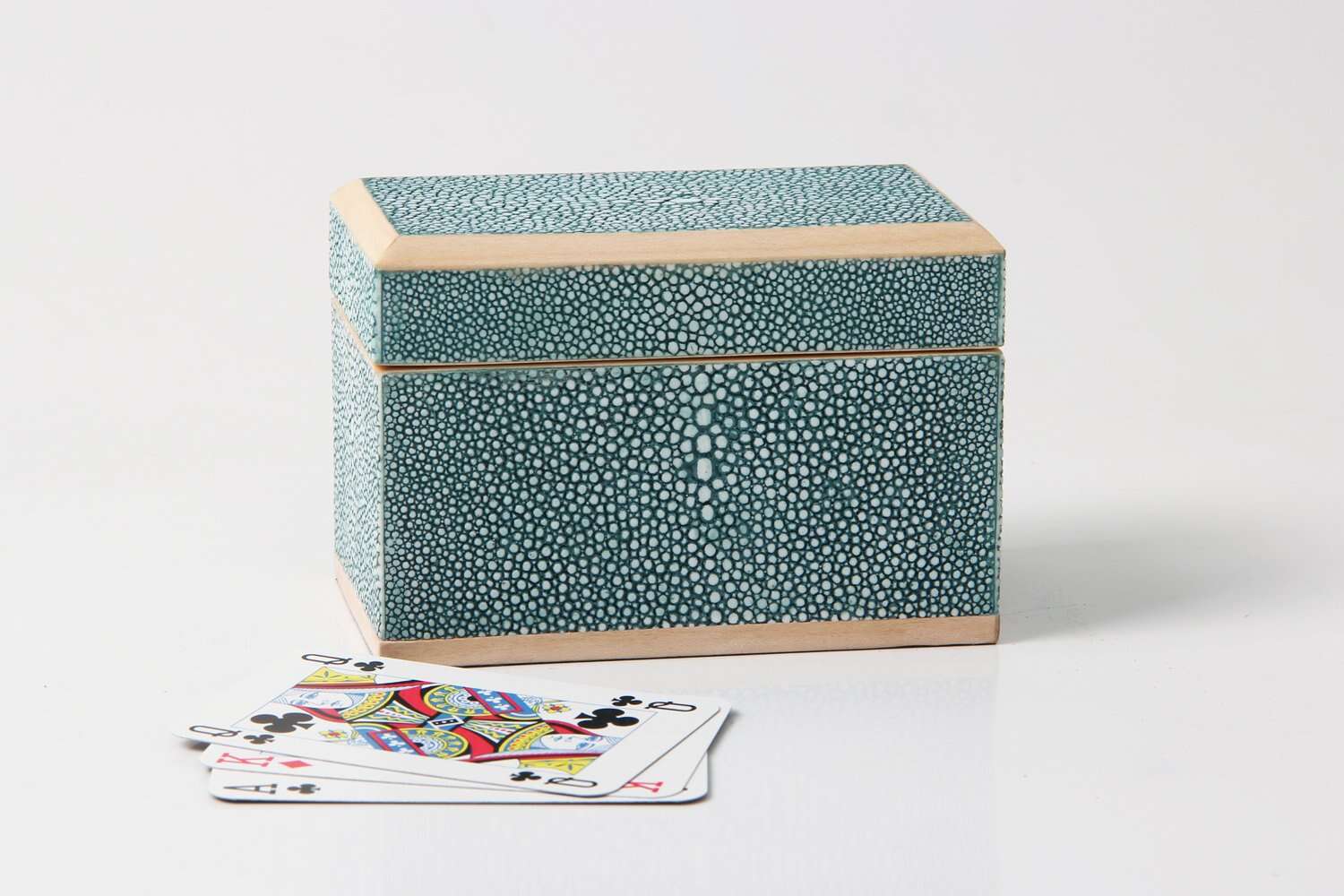 Playing card box unique teal shagreen playing card box