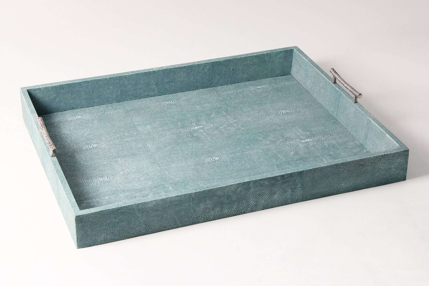 Serving tray drinks tray Forwood Design teal shagreen serving tray