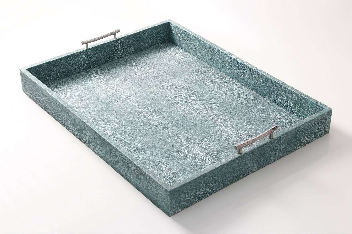 Rectangle Serving Trays in Teal Shagreen