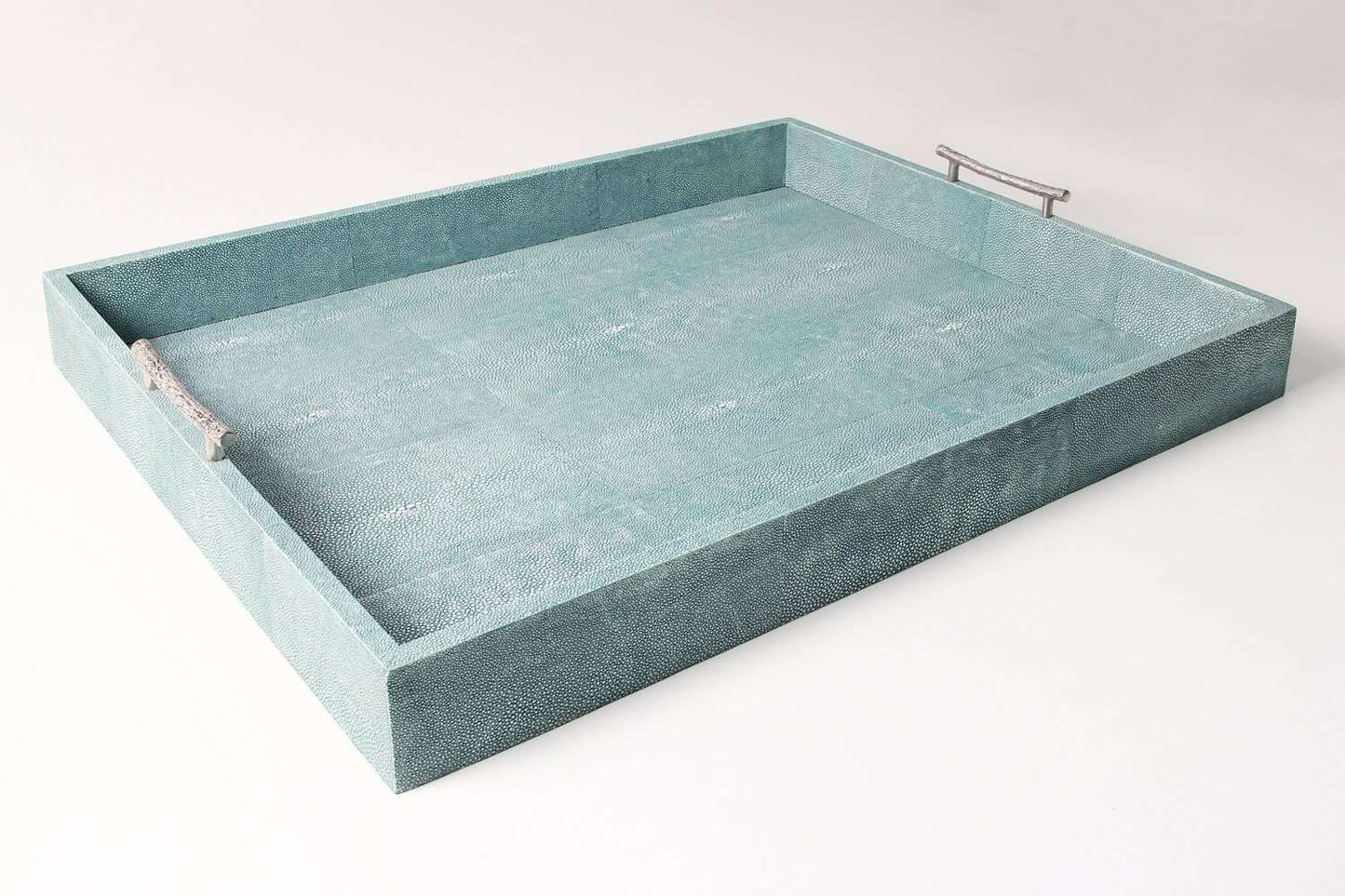 Rectangle Serving Trays in Teal Shagreen