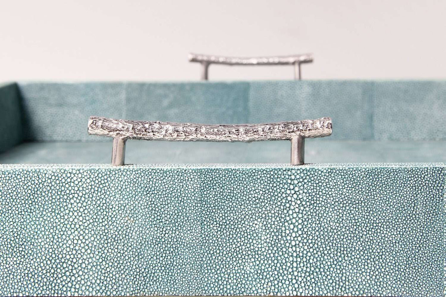 Serving tray drinks tray teal shagreen drinks tray