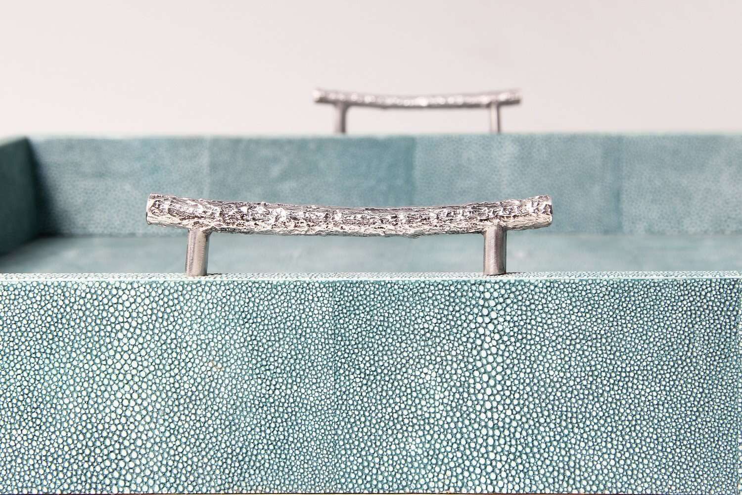 Serving tray drinks tray teal shagreen drinks tray