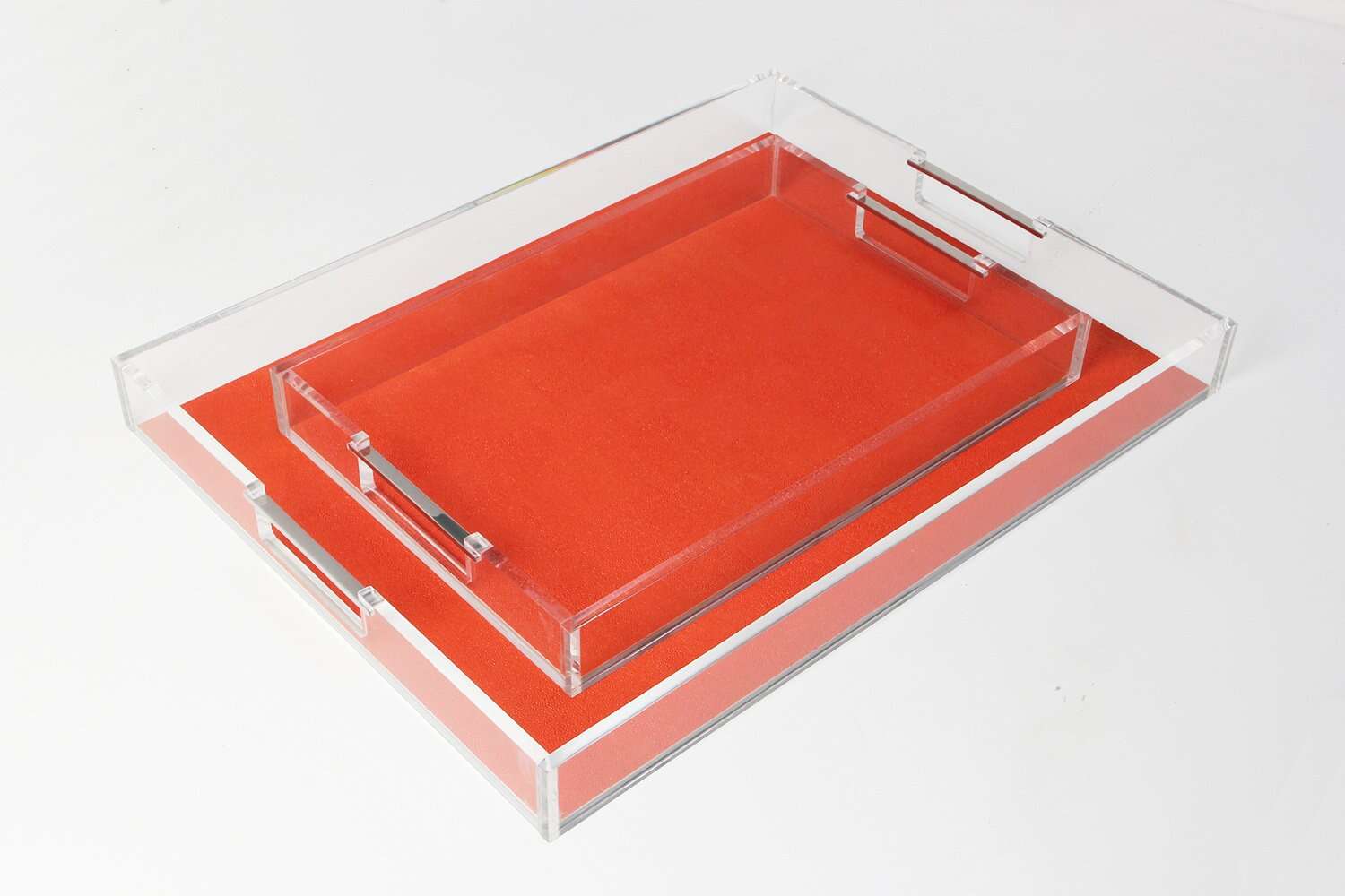 Luxury Display trays serving trays in orange shagreen 