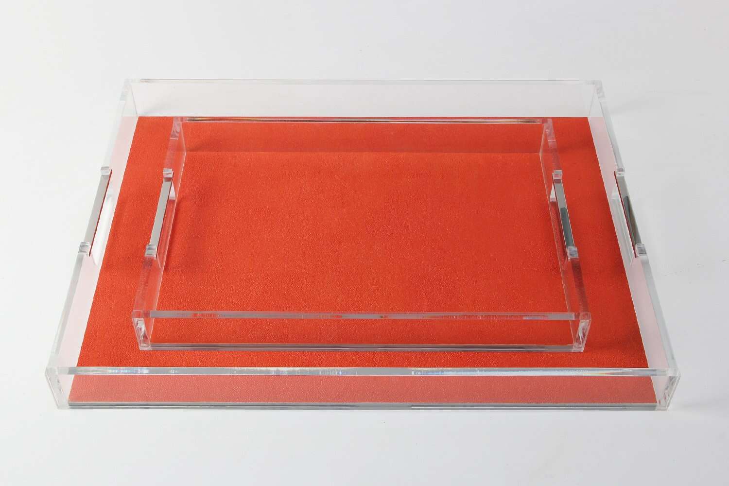 Acrylic  drinks tray serving tray in luxury orange shagreen