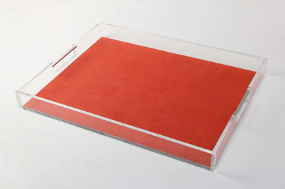 Acrylic Contemporary Tray in Tigerlily Orange Shagreen