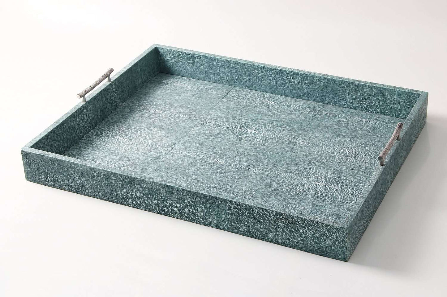  Serving tray drinks tray teal shagreen serving tray