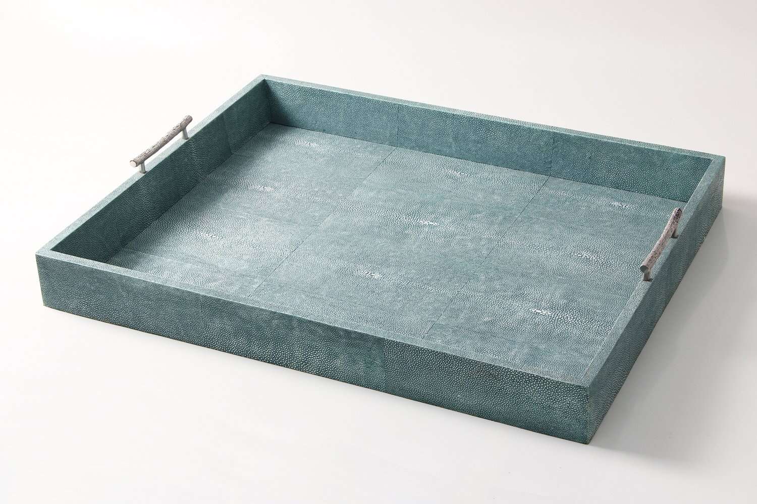 Serving tray drinks tray teal shagreen serving tray