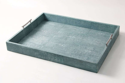  Serving tray drinks tray teal shagreen serving tray