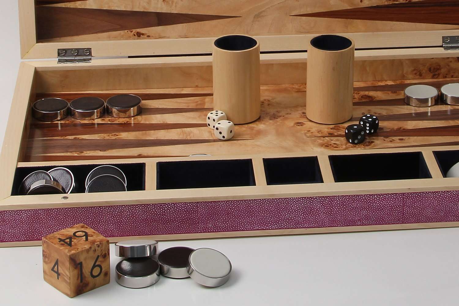 Bacgammon set Pink shagreen backgammon set gift