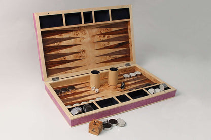 wooden Bacgammon set Pink shagreen backgammon set