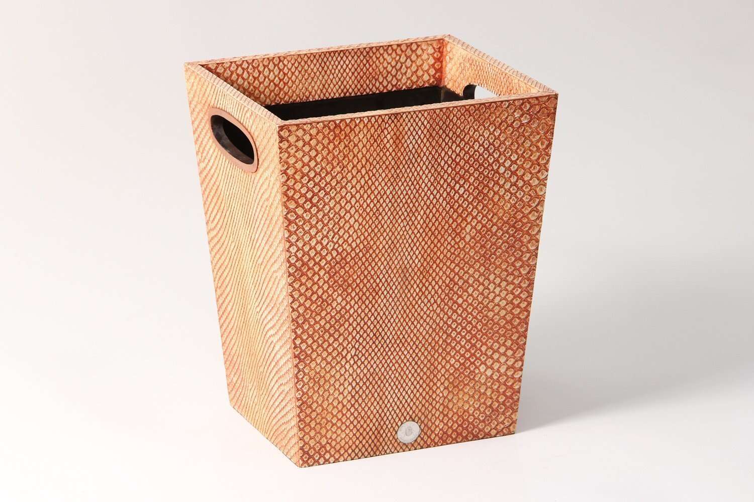waste-paper-bin coral Boa and walnut by Forwood Design